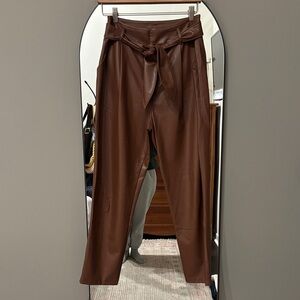 Tan/brown faux leather cropped pants. Size 6